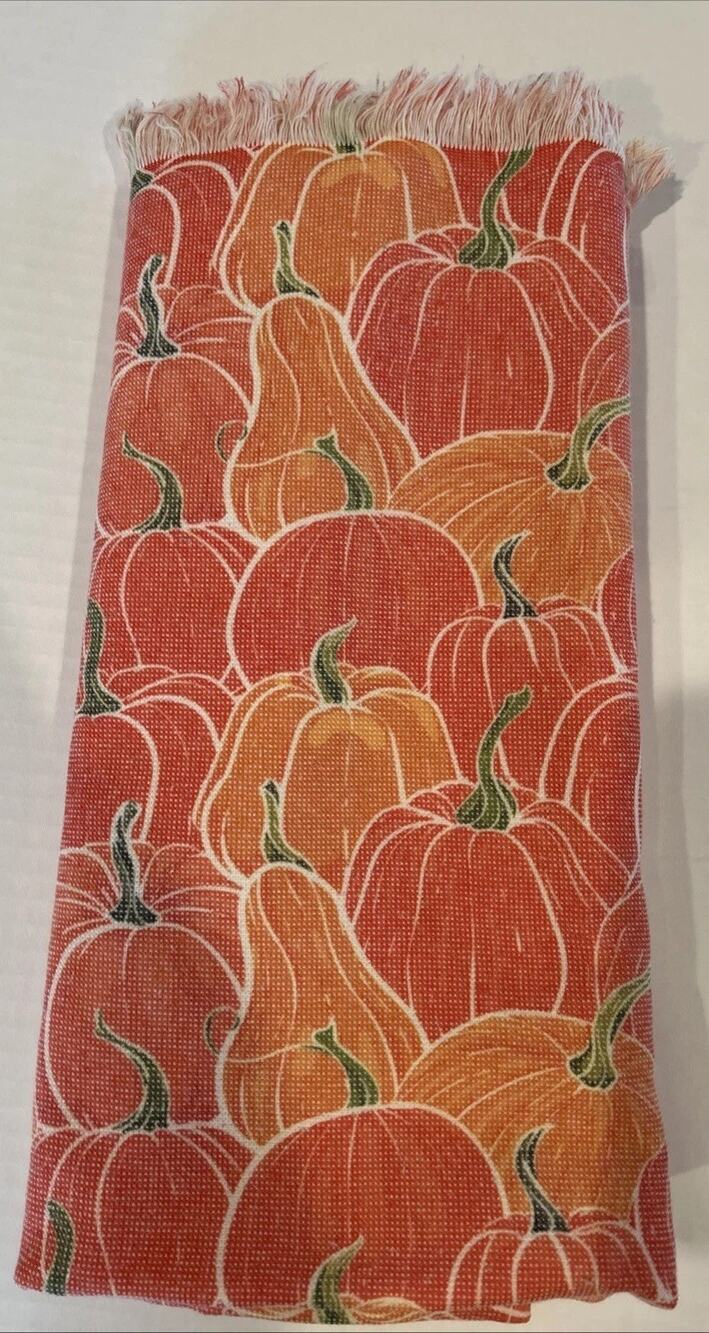 LADINNE KITCHEN TOWELS ORANGE PUMPKINS 100% Cotton made in Turkey NWOT